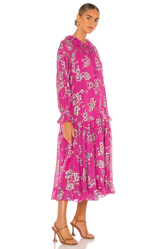 view 2 of 5 Feeling Groovy Maxi Foil Dress in Hot Pink Combo