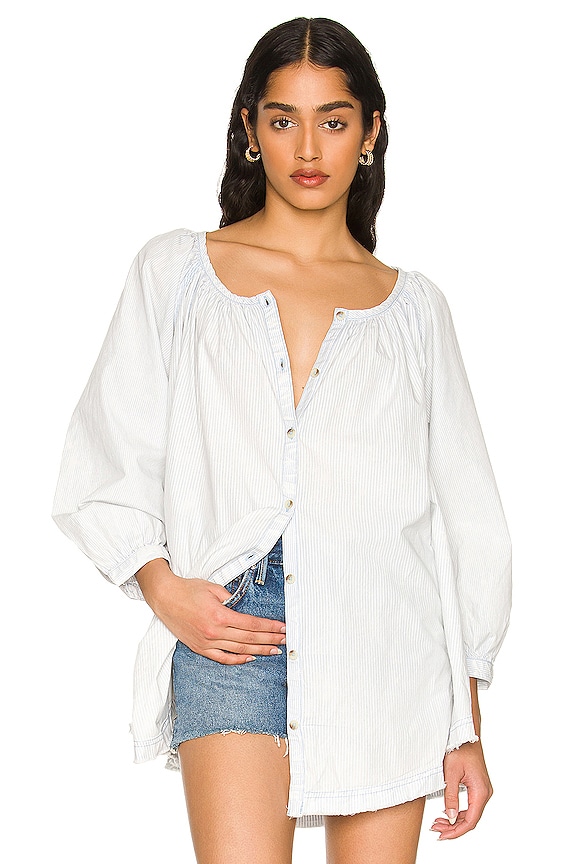 view 1 of 5 Oxford Swing Tunic in Light Blue Combo