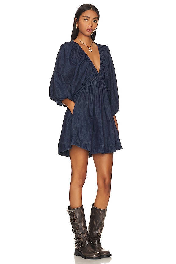 view 2 of 4 MINIVESTIDO VAQUERO FREE PEOPLE PORTIA in Indigo Dark Rinse
