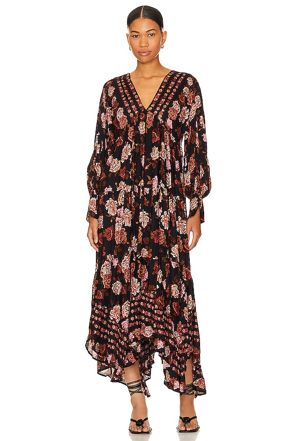 Free People Rows Of Roses Maxi Dress in Black Combo | REVOLVE