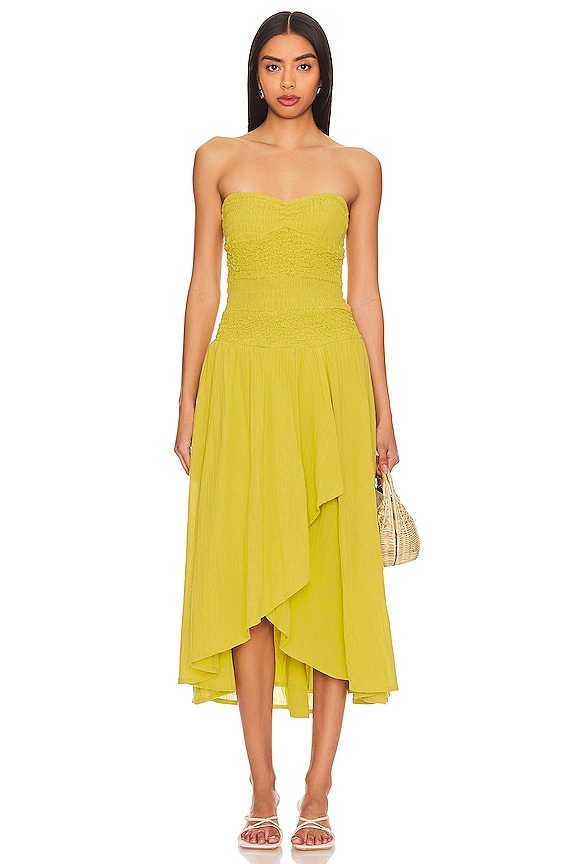 view 2 of 4 FREE PEOPLE SPARKLING MOMENT ミディ丈ドレス in Olive Stone