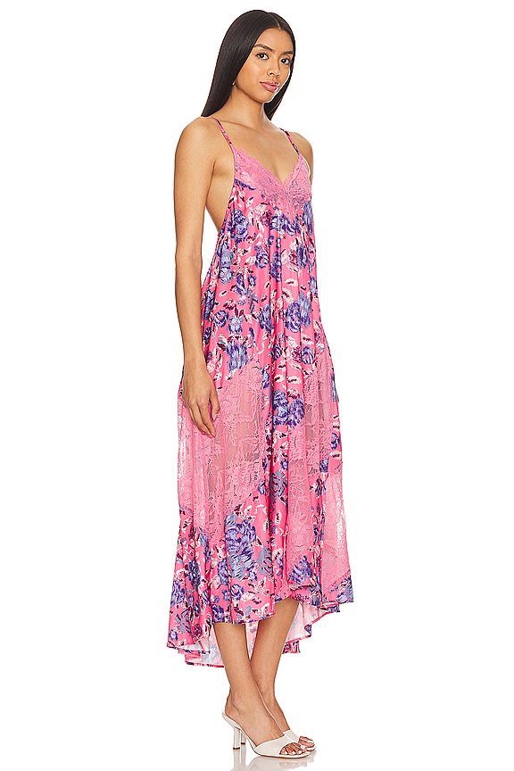 view 2 of 3 X Intimately FP First Date Printed Maxi Slip in Sweet Pink Combo