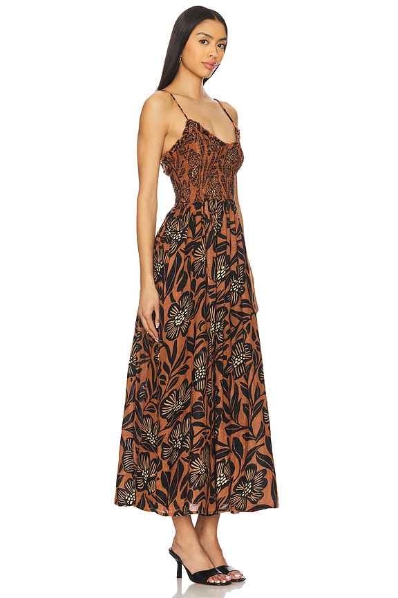 view 2 of 3 VESTIDO MIDI DRESS in Brown Patina Combo