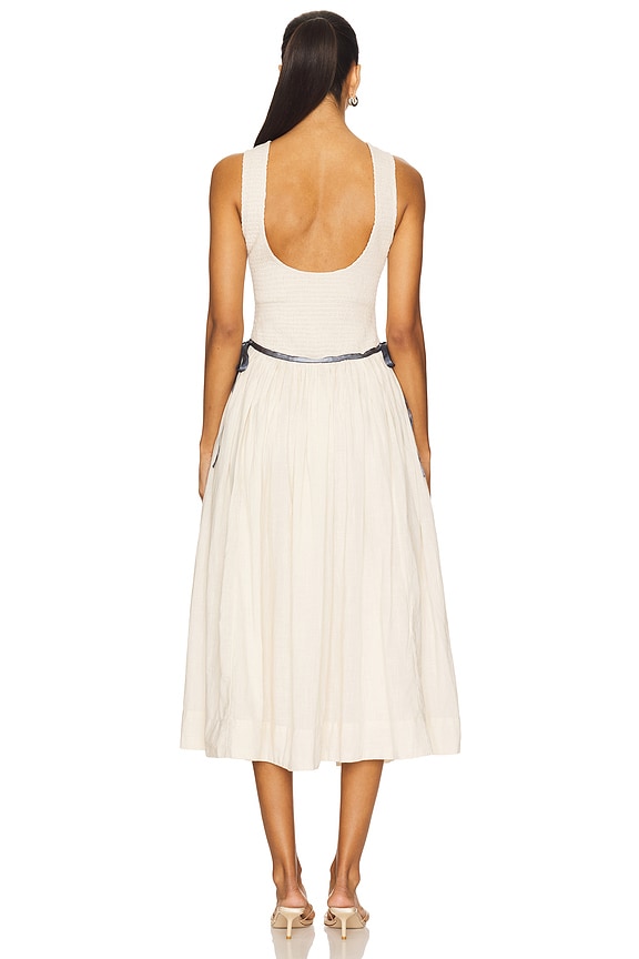 free people nightingale dress green Solid Midi in Tea Navy Combo cotton poplin
