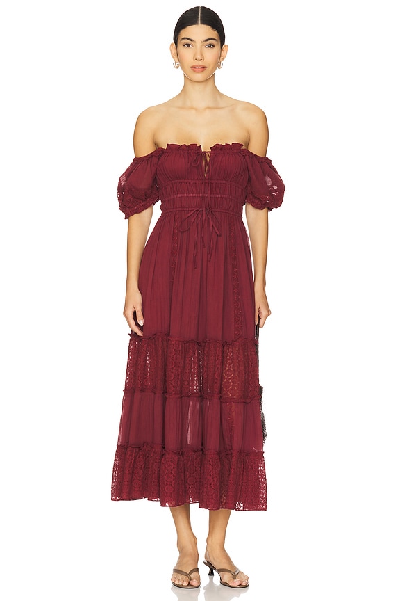 view 2 of 4 Falling Sun Midi Dress in Syrah