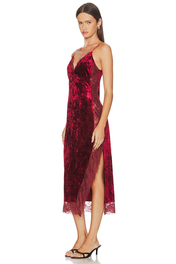 view 2 of 3 Raise A Toast Midi Slip Dress in Garnet Grotto