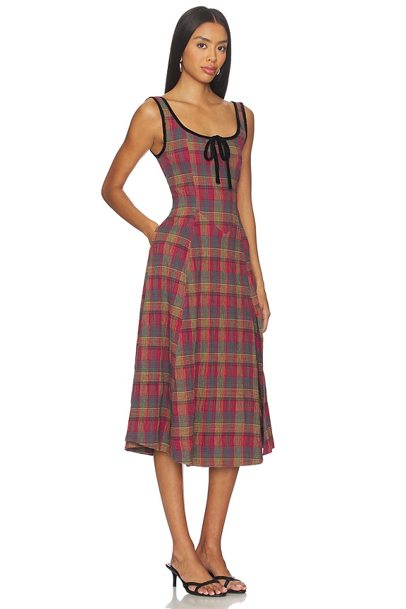 view 2 of 4 Freya Plaid Midi Dress in Cherry Combo