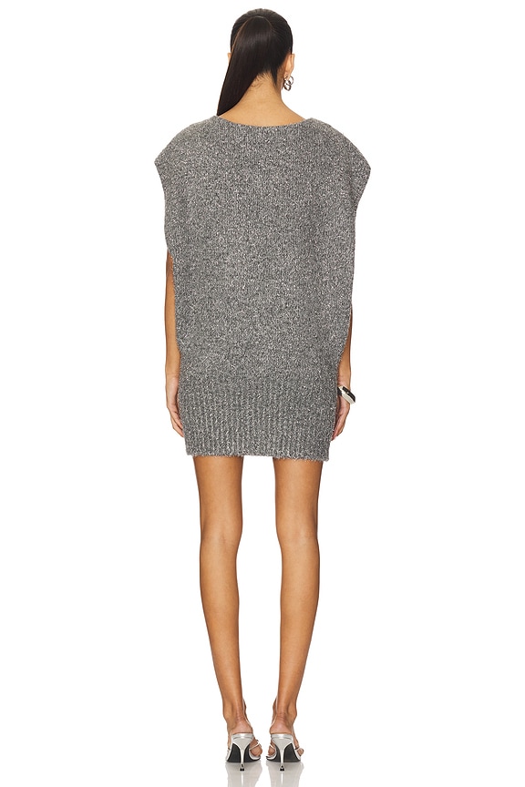 grey sweater mini dress Free People Talia in Castle Combo nude floral mesh dress