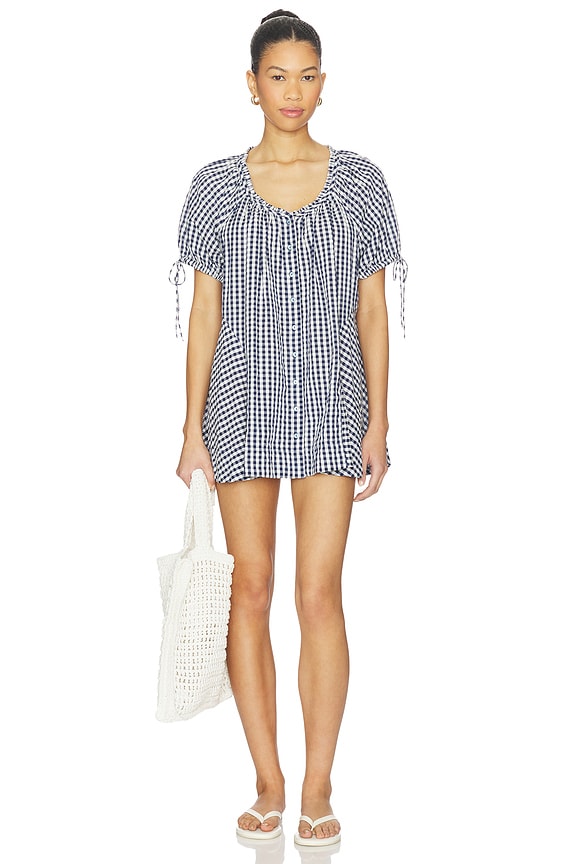 view 1 of 5 ROBE VICHY FREE PEOPLE FARLEY in Navy Combo