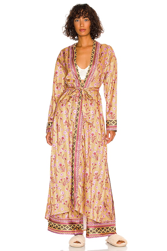 view 2 of 4 Pajama Party Holiday Robe in Gold Combo