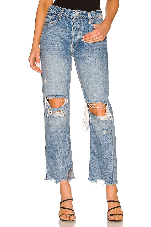 Free People Tapered Baggy Boyfriend in Mid Century Blue | REVOLVE