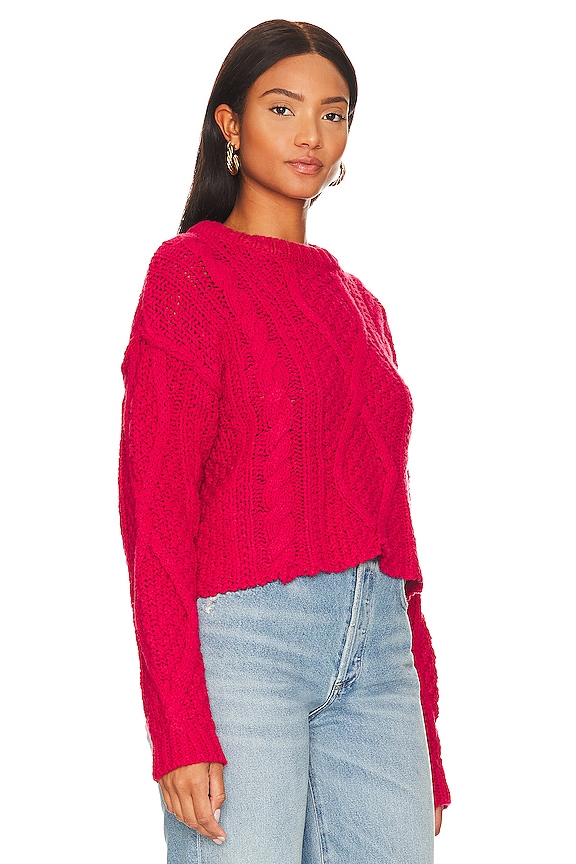 view 2 of 4 Cutting Edge Cable Sweater in Cranberry