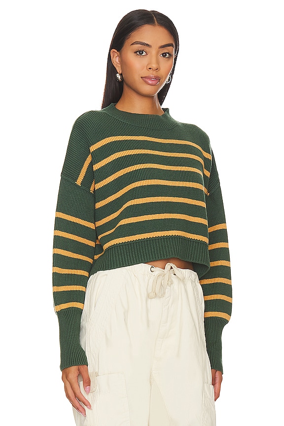 view 2 of 4 Stripe Easy Street Crop Sweater in Hunter Green