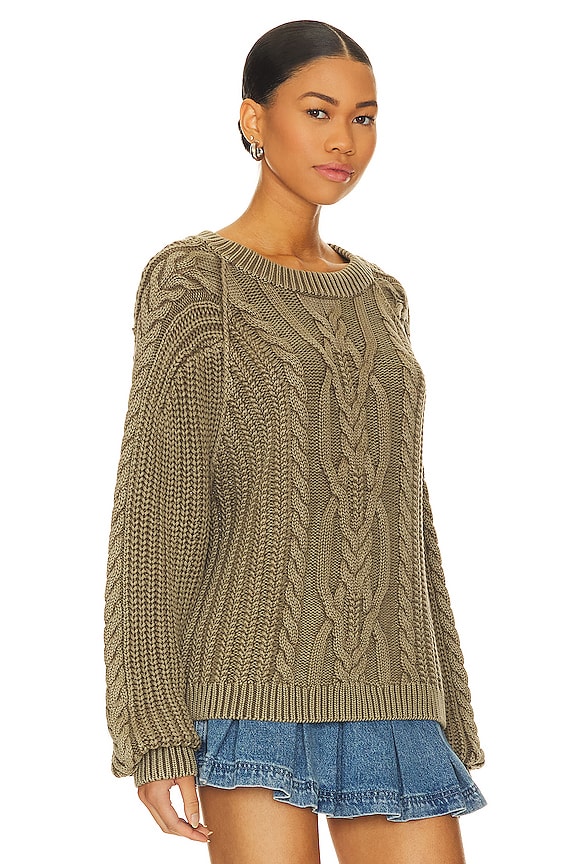 view 2 of 4 Frankie Cable Sweater in Olive Stone
