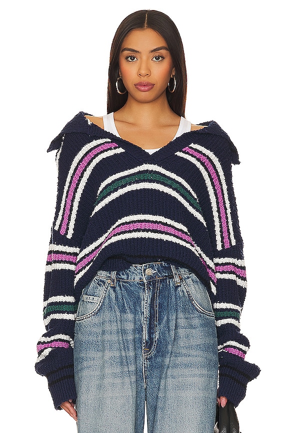 Free People Kennedy Pullover in Midnight Sail Combo | REVOLVE