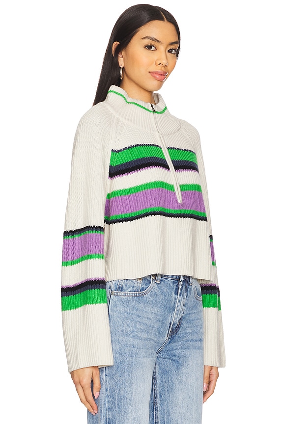view 2 of 4 Striped Greta Half Zip in Sugar Swirl Combo