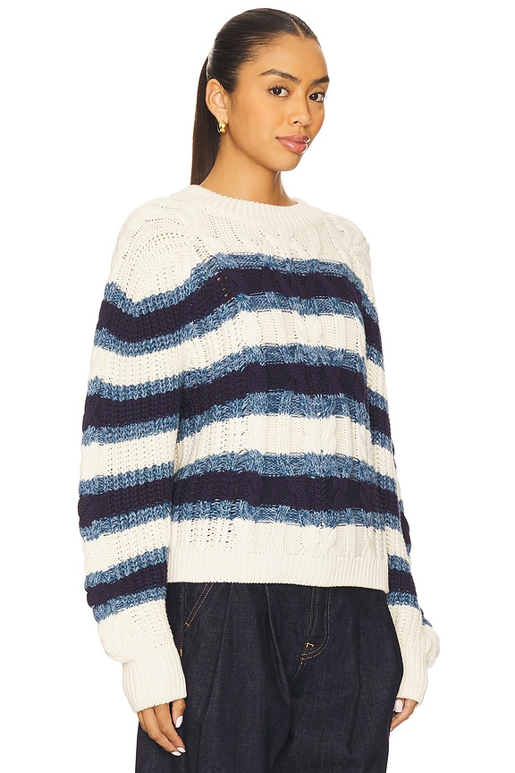 view 2 of 4 Frankie Cable Striped Pullover in Ivory Combo