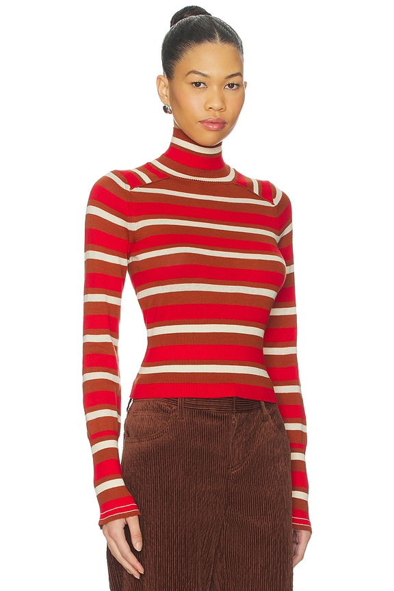 view 2 of 4 x REVOLVE Breeze Striped Turtleneck Sweater in Red Cinnamon Combo