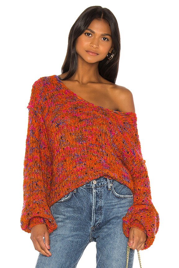 view 1 of 4 PULL EN GROSSE MAILLE HIGHLAND in Orange Combo