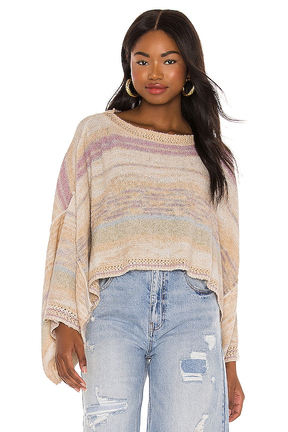 Free People Saturn Poncho in Warm Sky Combo | REVOLVE