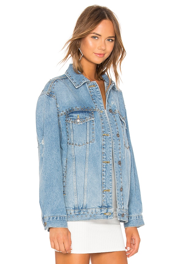 view 2 of 4 Studded Denim Trucker Jacket in Blue