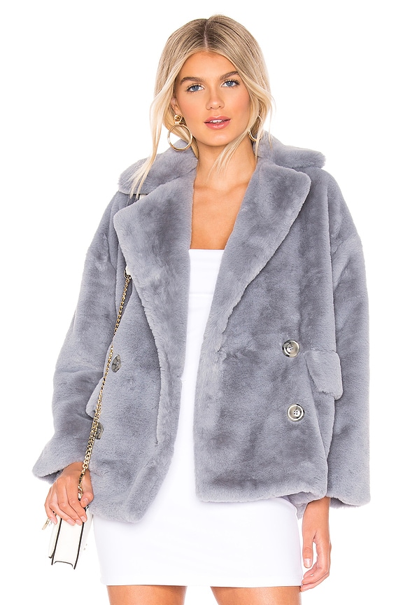 view 1 of 5 Solid Kate Faux Fur Coat in Sky