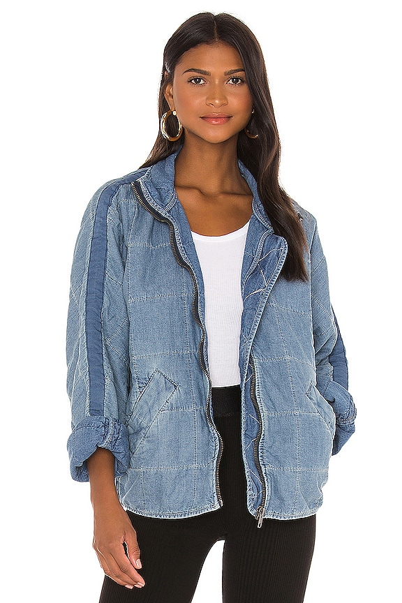 view 1 of 4 x We The Free Dolman Quilted Denim Jacket in Blue