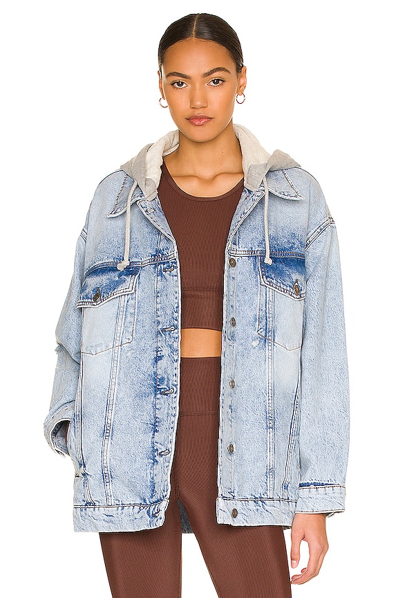 Free People Flawless Hooded Denim Jacket in At It Again | REVOLVE