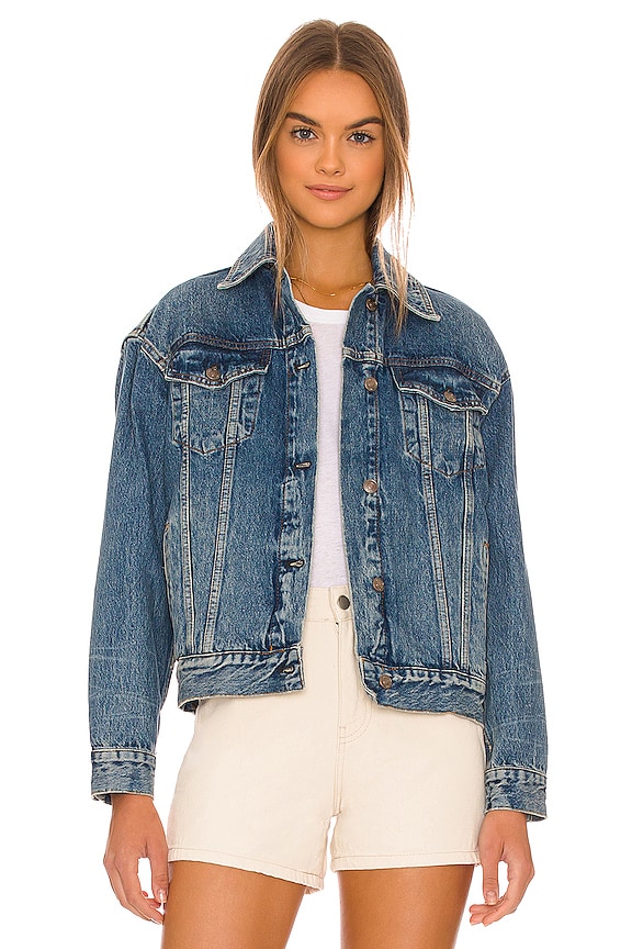 Free People Jolene Denim Trucker Jacket in Deep Sea | REVOLVE