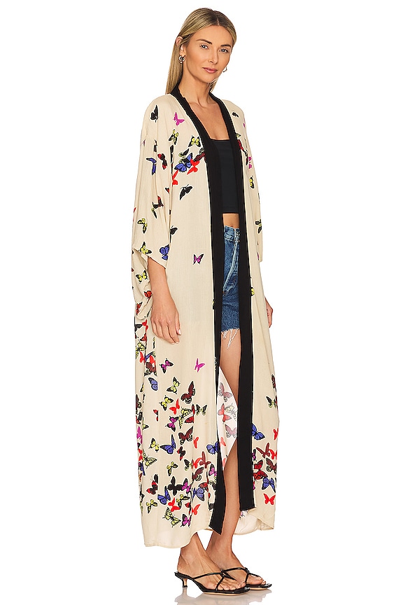 view 2 of 3 Butterfly Kisses Kimono in Beige Combo