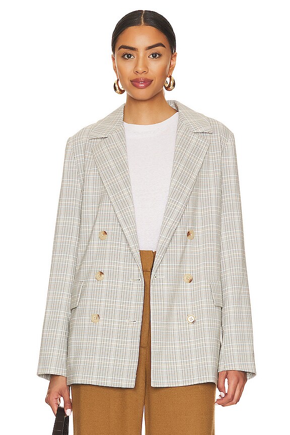 view 2 of 5 BLAZER CUADROS FREE PEOPLE OLIVIA in Natural Plaid Combo