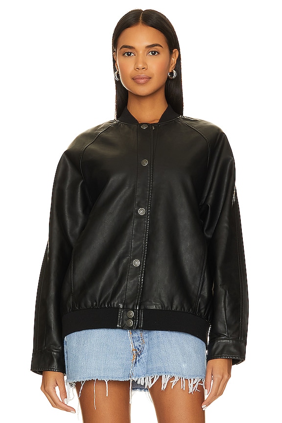 view 2 of 5 BOMBARDERO DE PIEL SINTÉTICA WE THE FREE WILD ROSE in Black