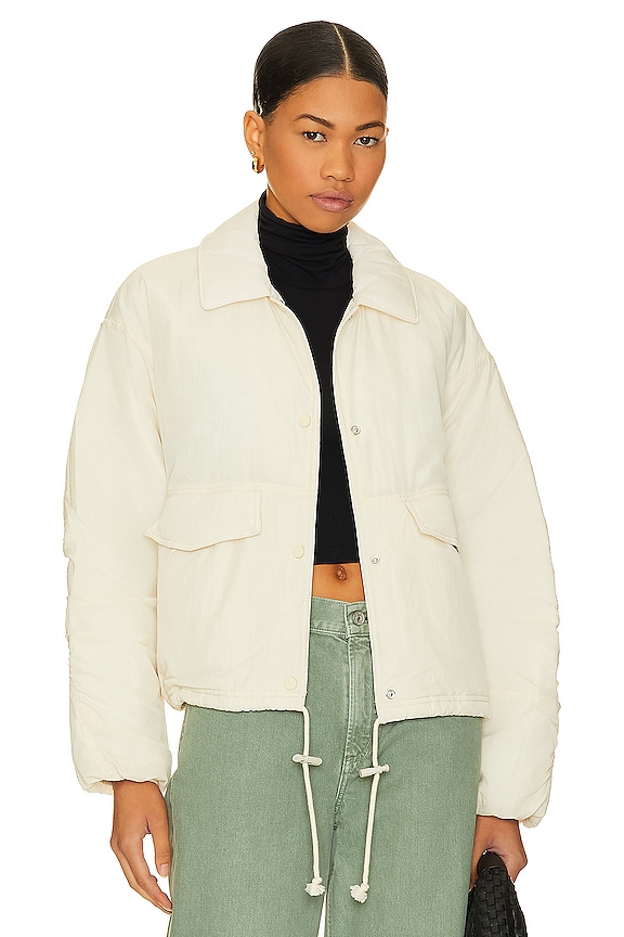 Free People X FP Movement Off The Bleachers Coaches Jacket In Sea Salt ...