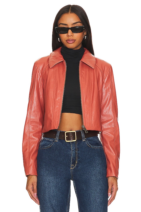 view 1 of 5 x REVOLVE Clarkie Faux Leather Jacket in HOTSAUCE