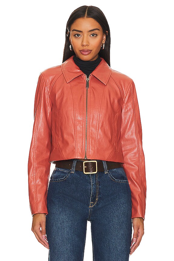 view 2 of 5 x REVOLVE Clarkie Faux Leather Jacket in HOTSAUCE