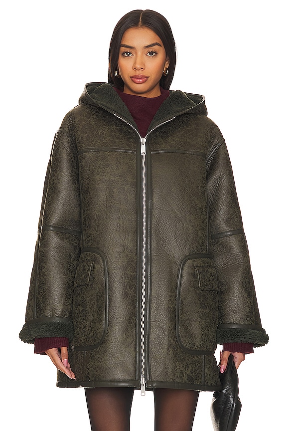 view 2 of 5 x We The Free Miller Faux Leather Jacket In Forest Combo in Forest Combo