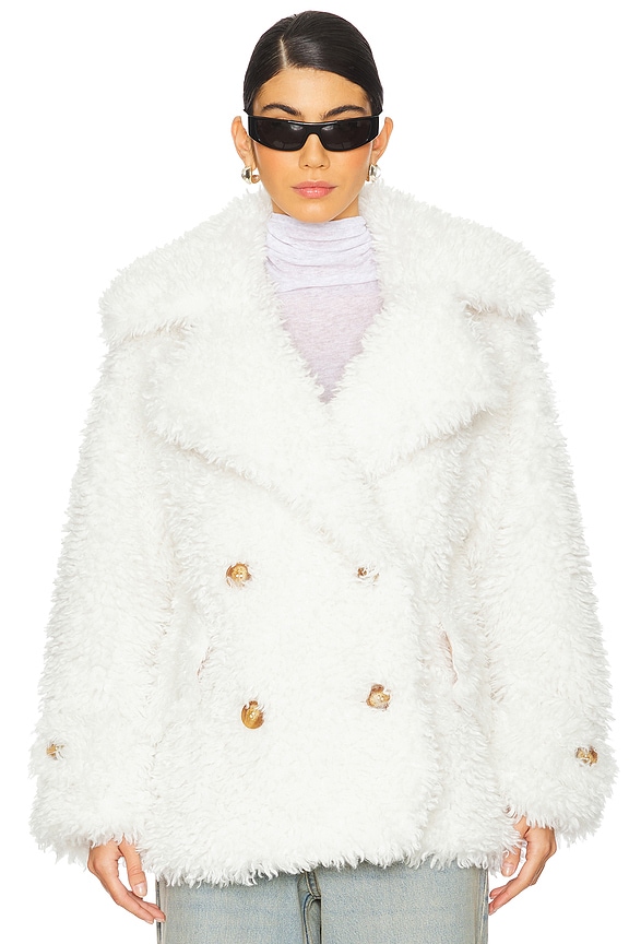 view 2 of 5 Sophie Faux Fur Peacoat in Blanc De Blanc