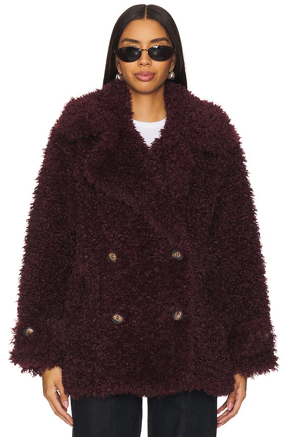 view 2 of 5 Sophie Faux Fur Peacoat in Vineyard Grape