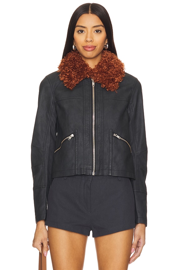 view 2 of 5 x REVOLVE Jayce Faux Leather Jacket With Faux Fur Trim in Black Combo