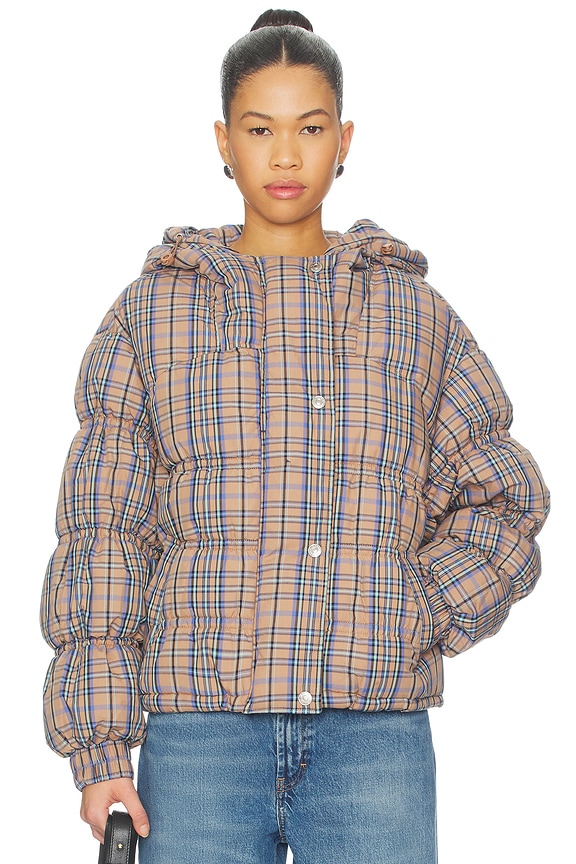 view 2 of 5 Party Of One Puffer Jacket in Tan Combo