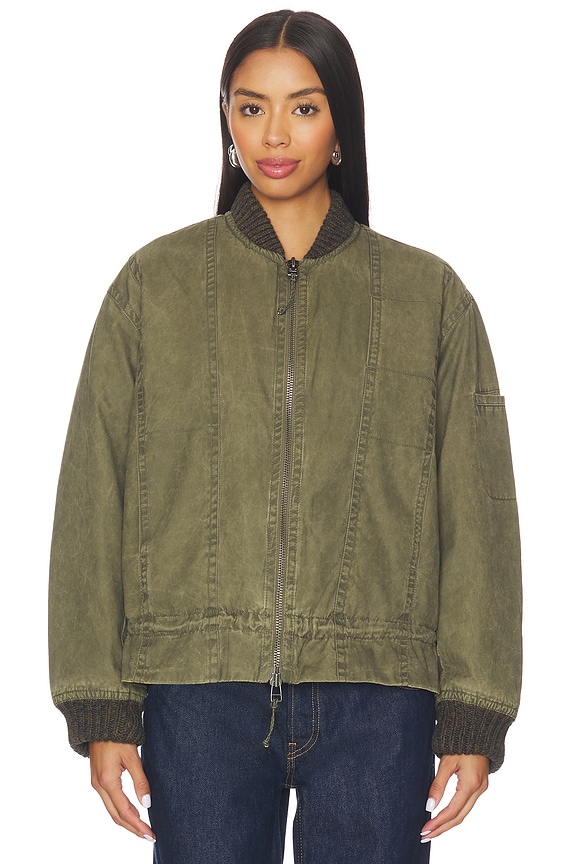 view 2 of 5 x We The Free Jax Washed Bomber In Olive in Olive