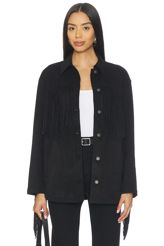 view 2 of 5 x REVOLVE Fringe Out Faux Suede Shacket in Black
