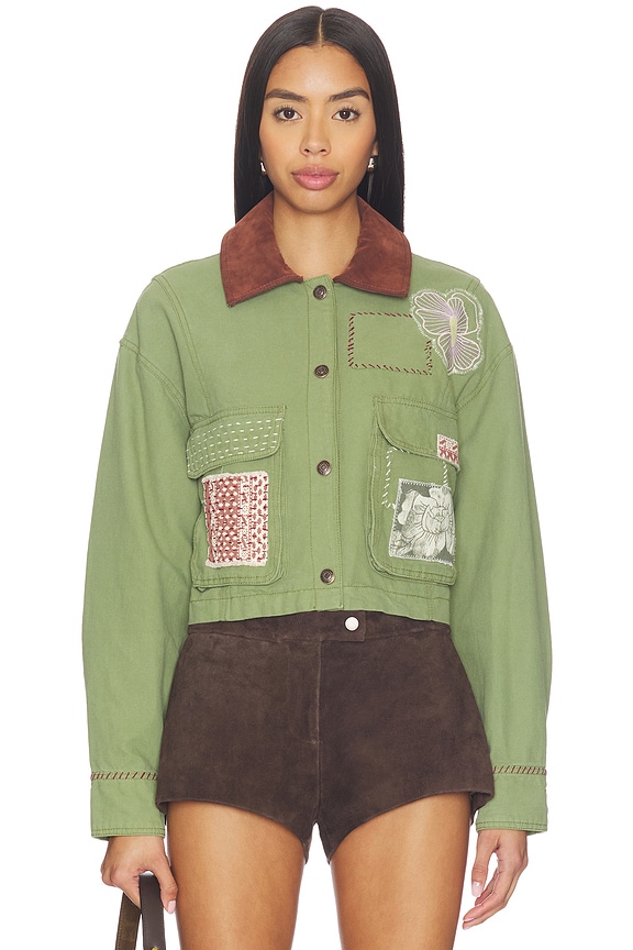 view 2 of 6 x We The Free Martha Workwear Appliques Jacket in Callisto Green