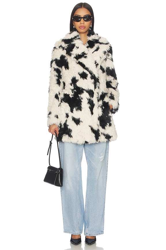 view 2 of 4 x REVOLVE Jade Cow Fur Coat in Black & White