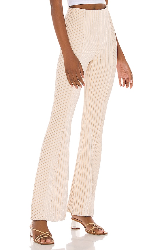 view 2 of 5 Slim Pull on Velvet Flare Pant in Champagne