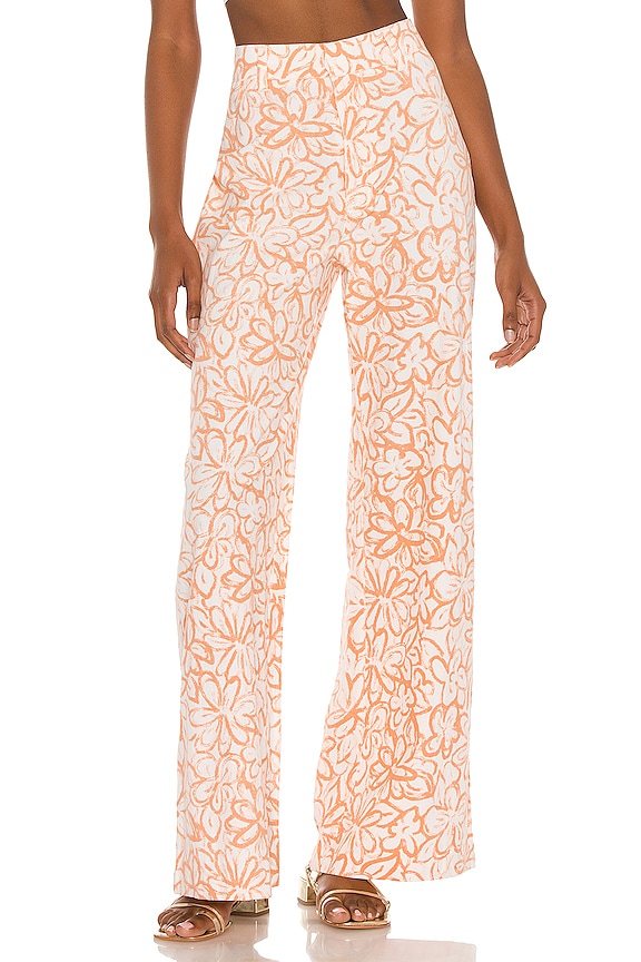 Free People Love So Right Wide Leg Pant in Peach Combo | REVOLVE