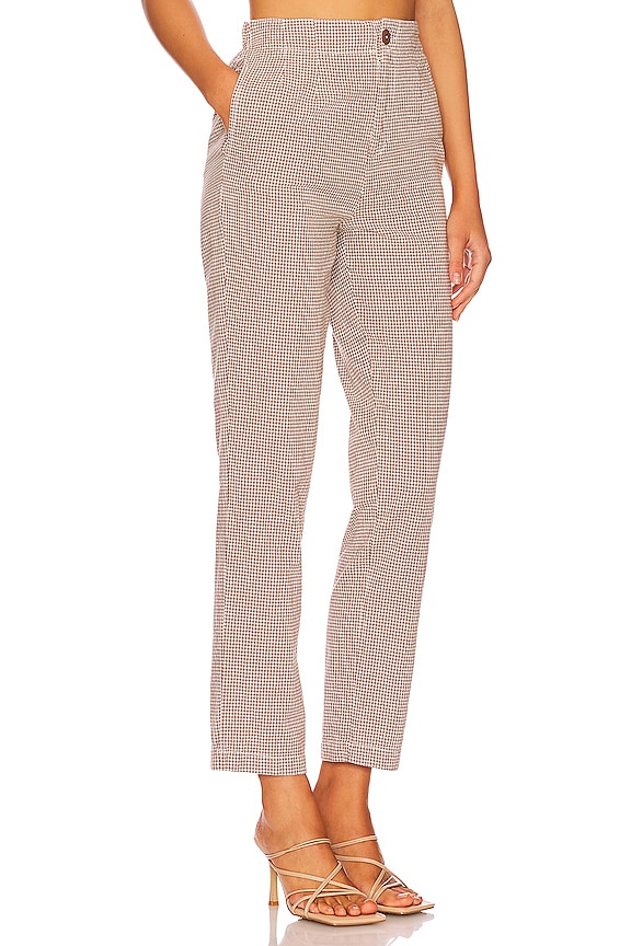 view 2 of 4 Kate Plaid Straight Leg Pant in Brown & White