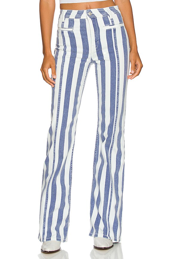 view 2 of 4 Firecracker Striped Flare Jean in Blue Combo