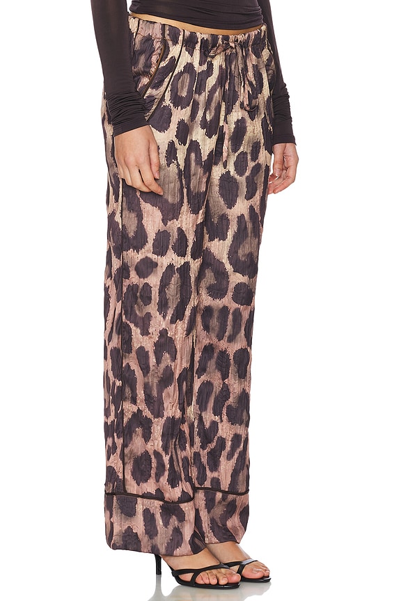 view 2 of 6 All Out Satin Leopard Pant in Coffee Combo