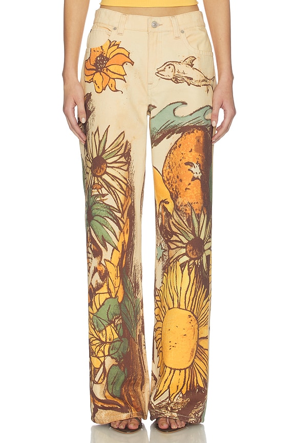 view 1 of 6 x We The Free Printed Straight Leg Pant in Beach Scene